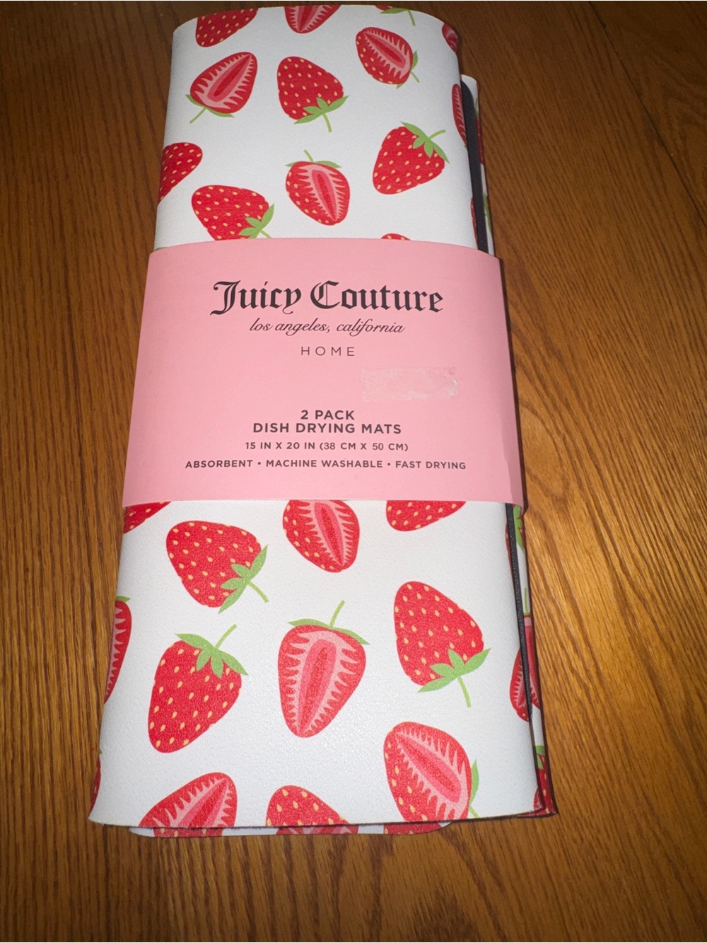 Juicy Couture White and Red Strawberry Print Dish Drying Mats